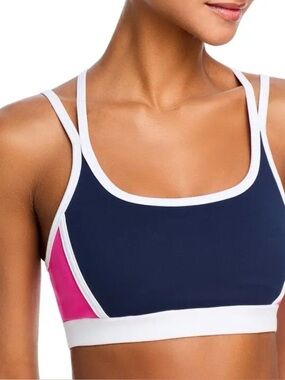 Aqua Athletic Color Block Double Strap Sports Bra NWT Large